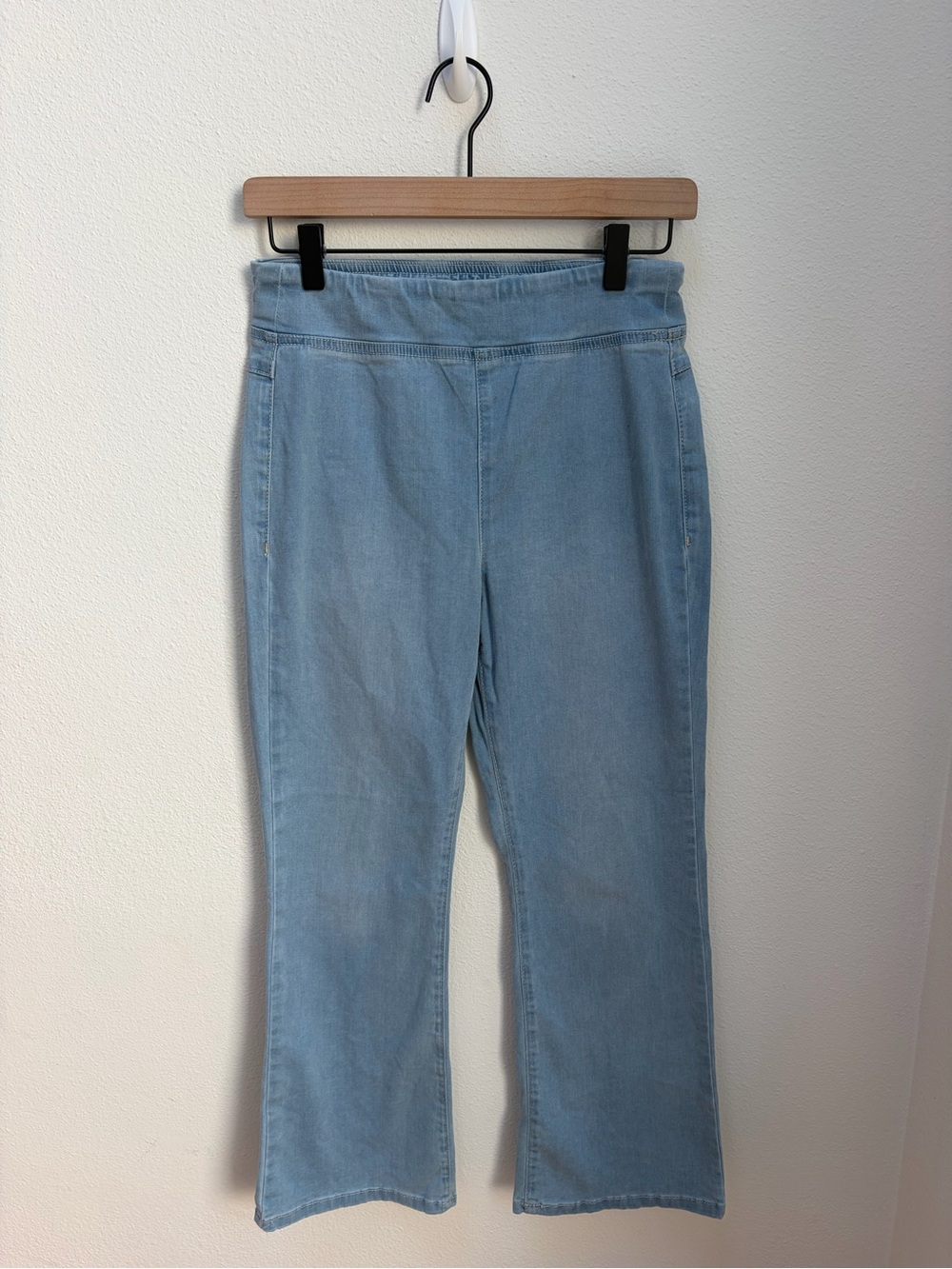 We The Free Jeans Pull On High Rise Pants Flare Light Wash Denim Blue Size Small